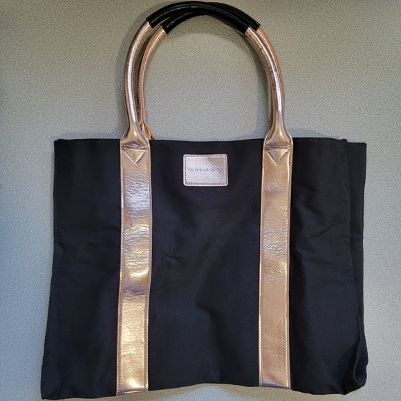Victoria's Secret Handbags - Victoria's Secret | Black & Rose Gold Large Tote